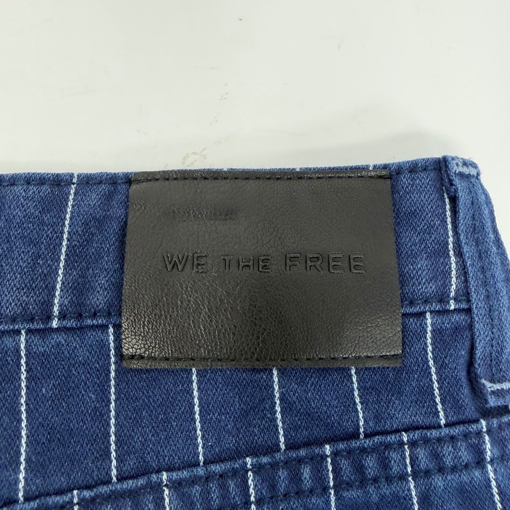 We The Free Pinstripe Wide Leg Jeans Indigo Blue Button Fly OB2391268 Size 31 - Picture 6 of 11